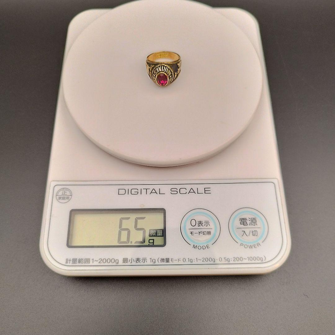 カレッジリング 18KT G.E. A.T.L. リング指輪 レッドストーン