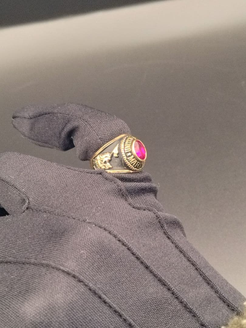 カレッジリング 18KT G.E. A.T.L. リング指輪 レッドストーン