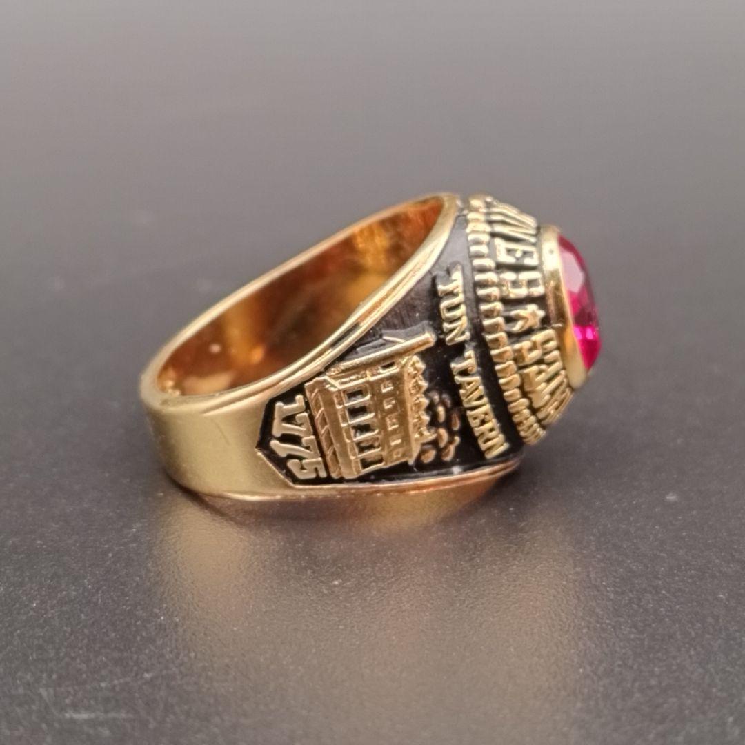 カレッジリング 18KT G.E. A.T.L. リング指輪 レッドストーン