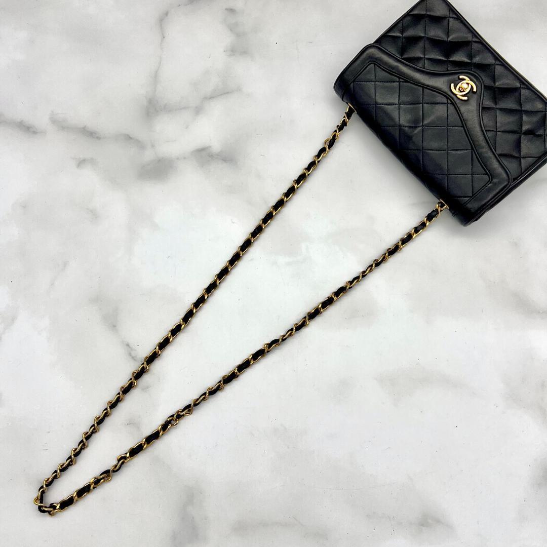 【Gカード付】 シャネル マトラッセ チェーン ショルダー ゴールド金具 黒