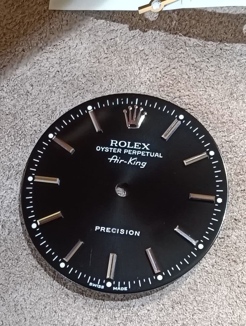 ロレックス　14000 エアキング　黒文字盤　針付き　air king