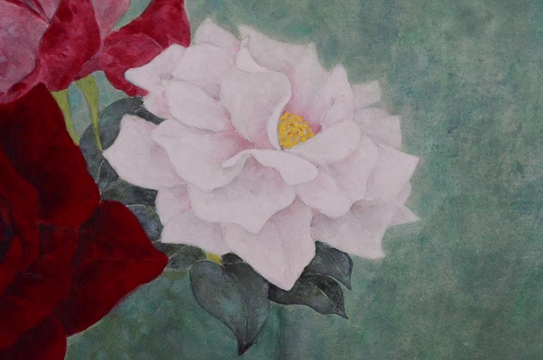 【作品名 「花三輪」 岩絵の具 日本画】東山魁夷の流派