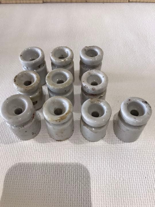 レトロ　アンティーク陶器碍子　小10個