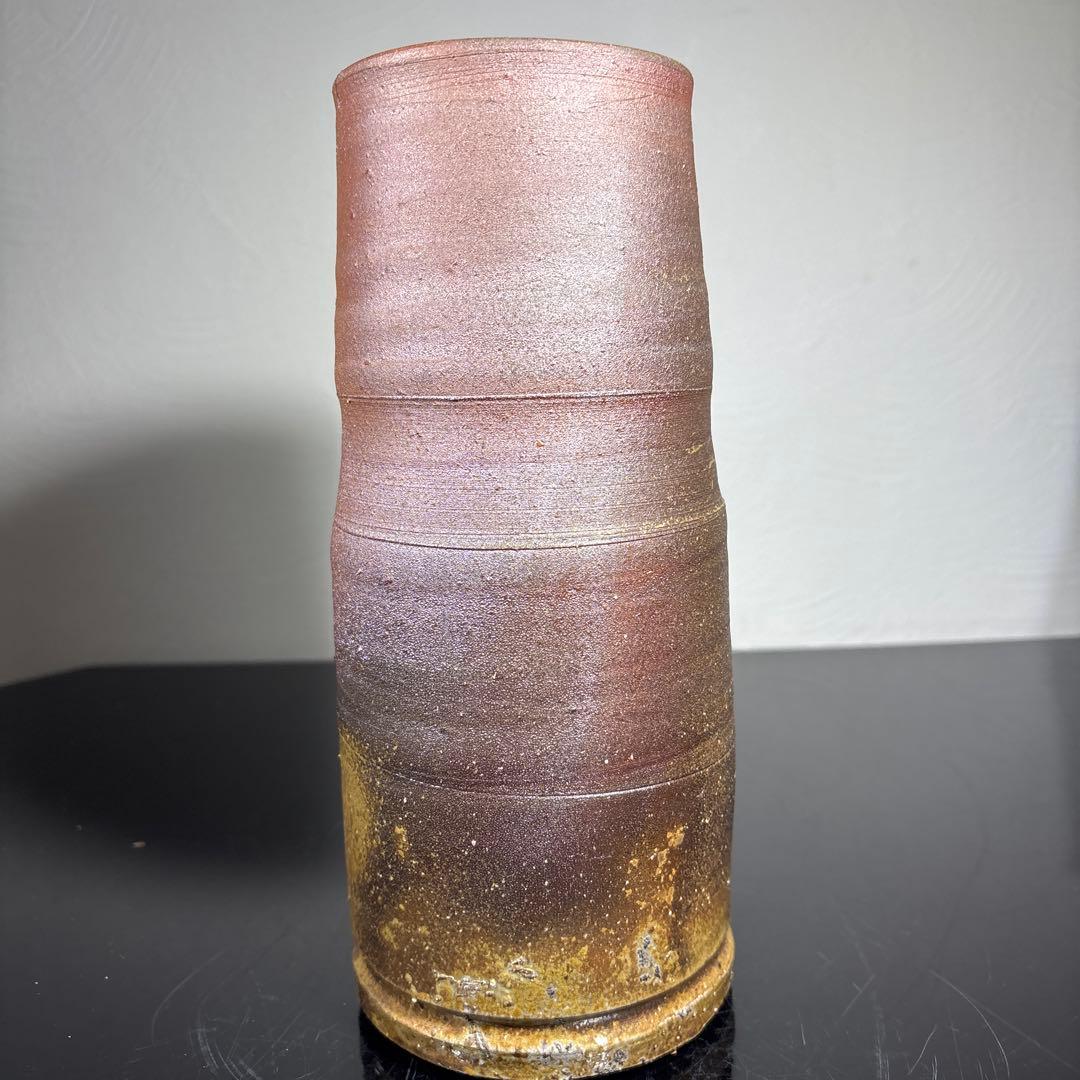 真作　人間国宝　藤原雄　備前花入　高さ約24センチ