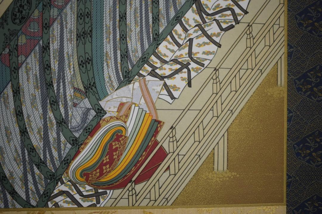 複製/作者不明/大和絵/人物出産図/横物/工芸/布袋屋掛軸HJ-326