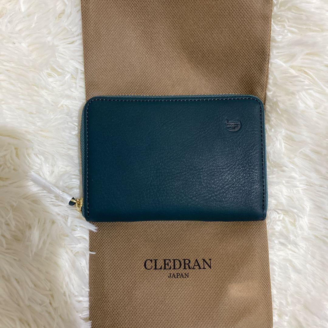 未使用 クレドラン2つ折り財布 ネイビーグリーン