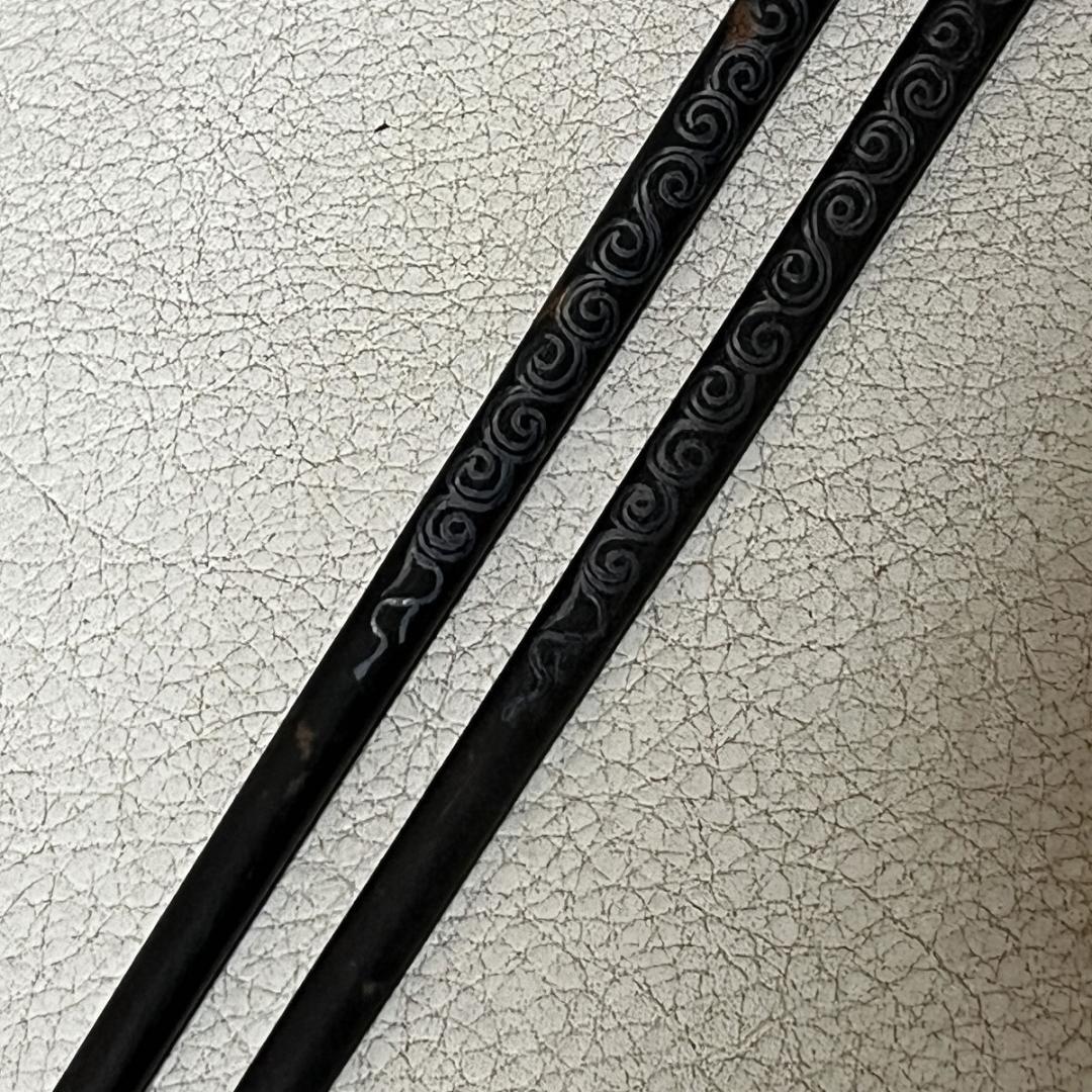 高木治良兵衛 象嵌入 火箸 共箱 茶道具 【k3444】