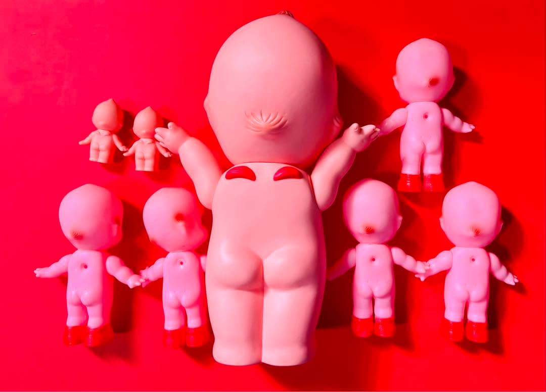 昭和 レトロ キューピー 人形 約32cm 赤い靴15cm