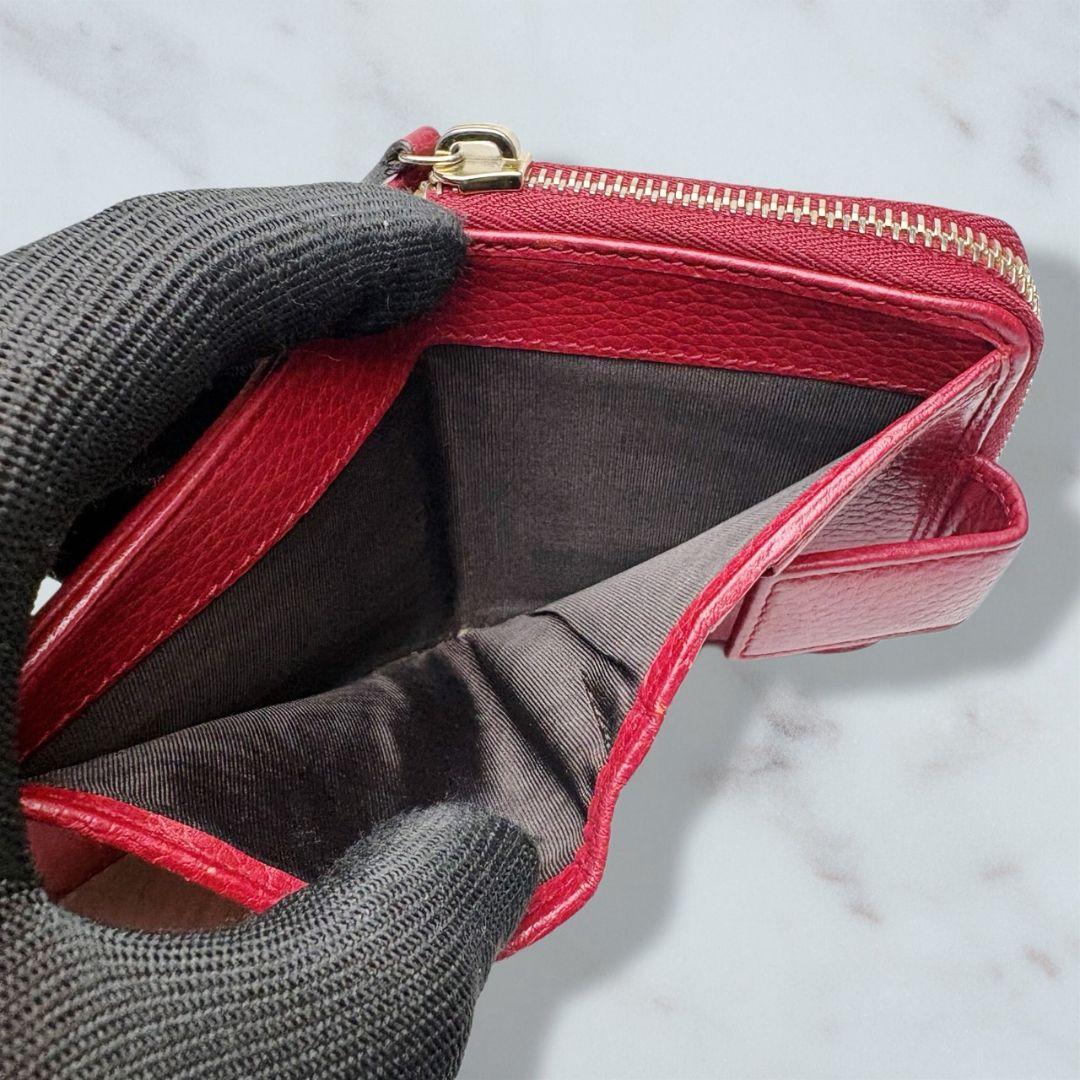 01 極美品 GUCCI GGキャンバス 二つ折り財布 n9