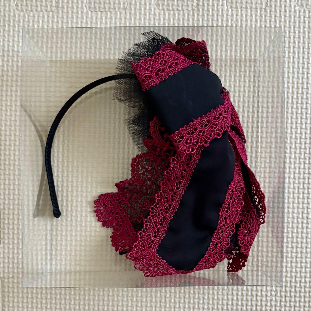 Moi-meme-Moitie リボンレースカチューシャ /ヘッドドレス 赤