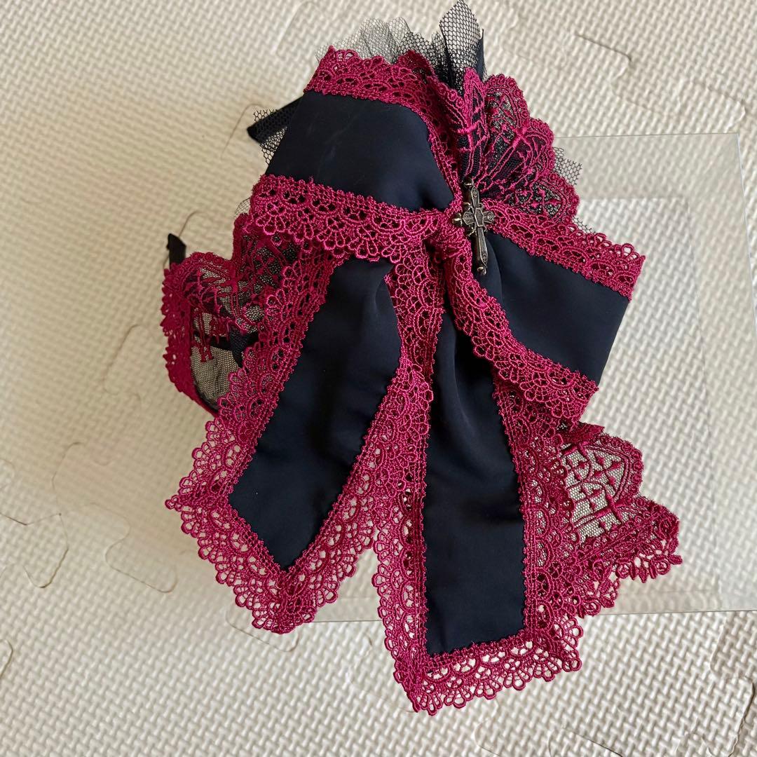 Moi-meme-Moitie リボンレースカチューシャ /ヘッドドレス 赤