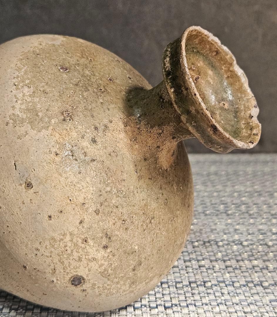 名品❗古代陶器　自然釉灰釉　新羅　 新羅土器　花入　徳利　 茶道具酒器