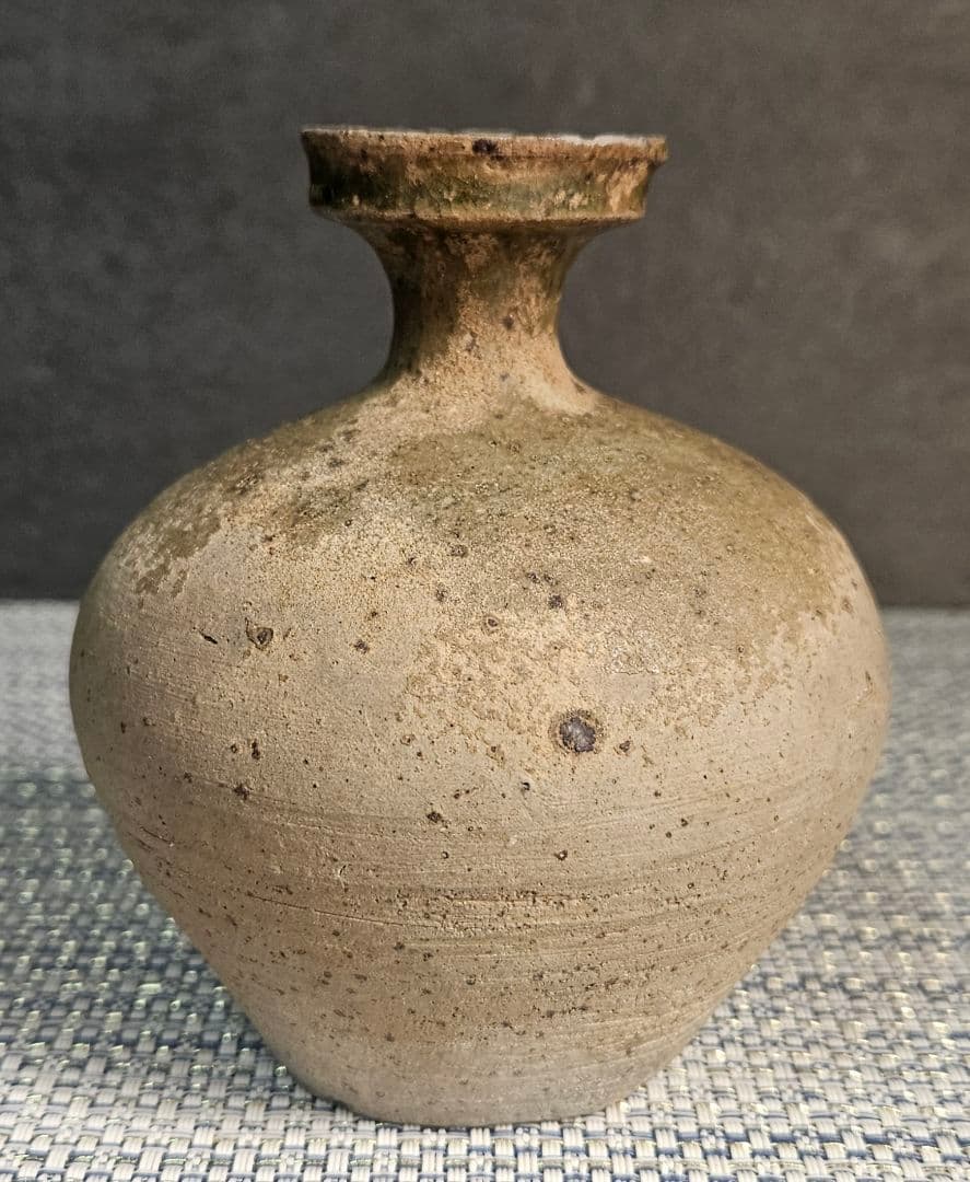 名品❗古代陶器　自然釉灰釉　新羅　 新羅土器　花入　徳利　 茶道具酒器