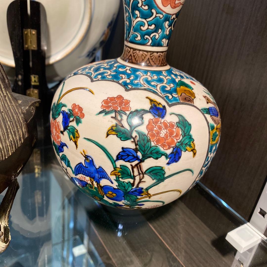 九谷焼　古九谷　「一輪挿し　花瓶」色絵　花鳥風月