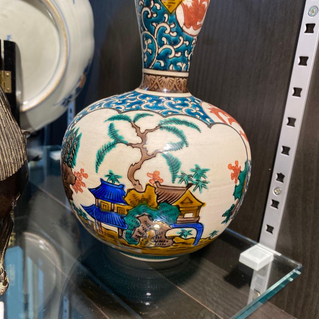 九谷焼　古九谷　「一輪挿し　花瓶」色絵　花鳥風月