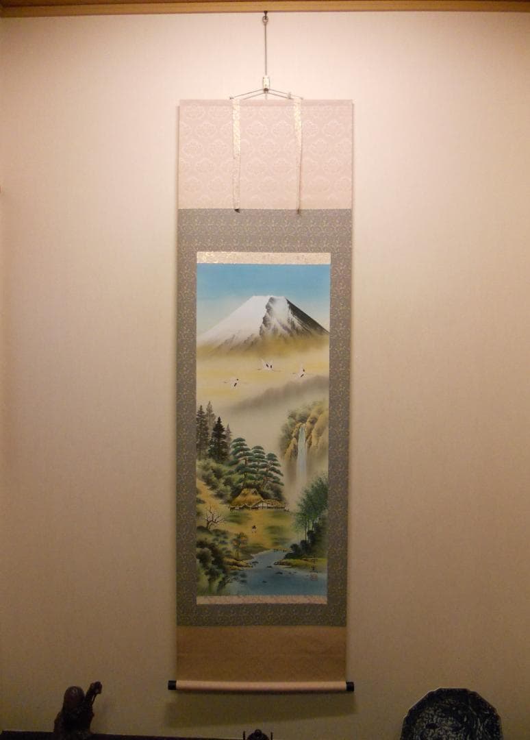 掛け軸 西村千里 風水富嶽發祥図 絹本 希少 軸装 茶道具 掛軸 美品 です。