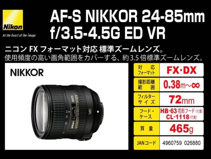 レンズ(ズーム) Nikon AF-S NIKKOR 24-85mm f/3.5-4.5 VR