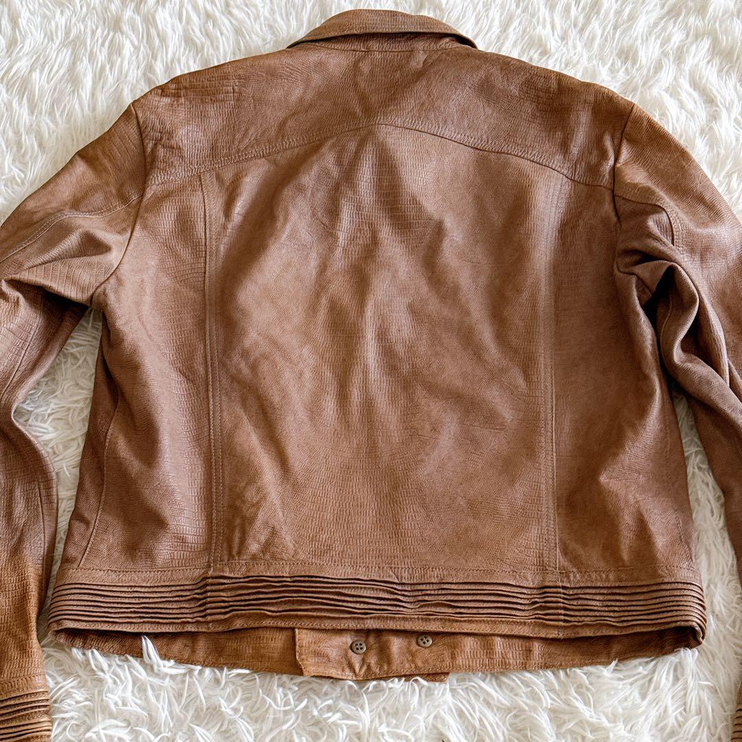 タグ付き保管品✨アルマーニ ヴィンテージ レザージャケット パイソン型押し 52