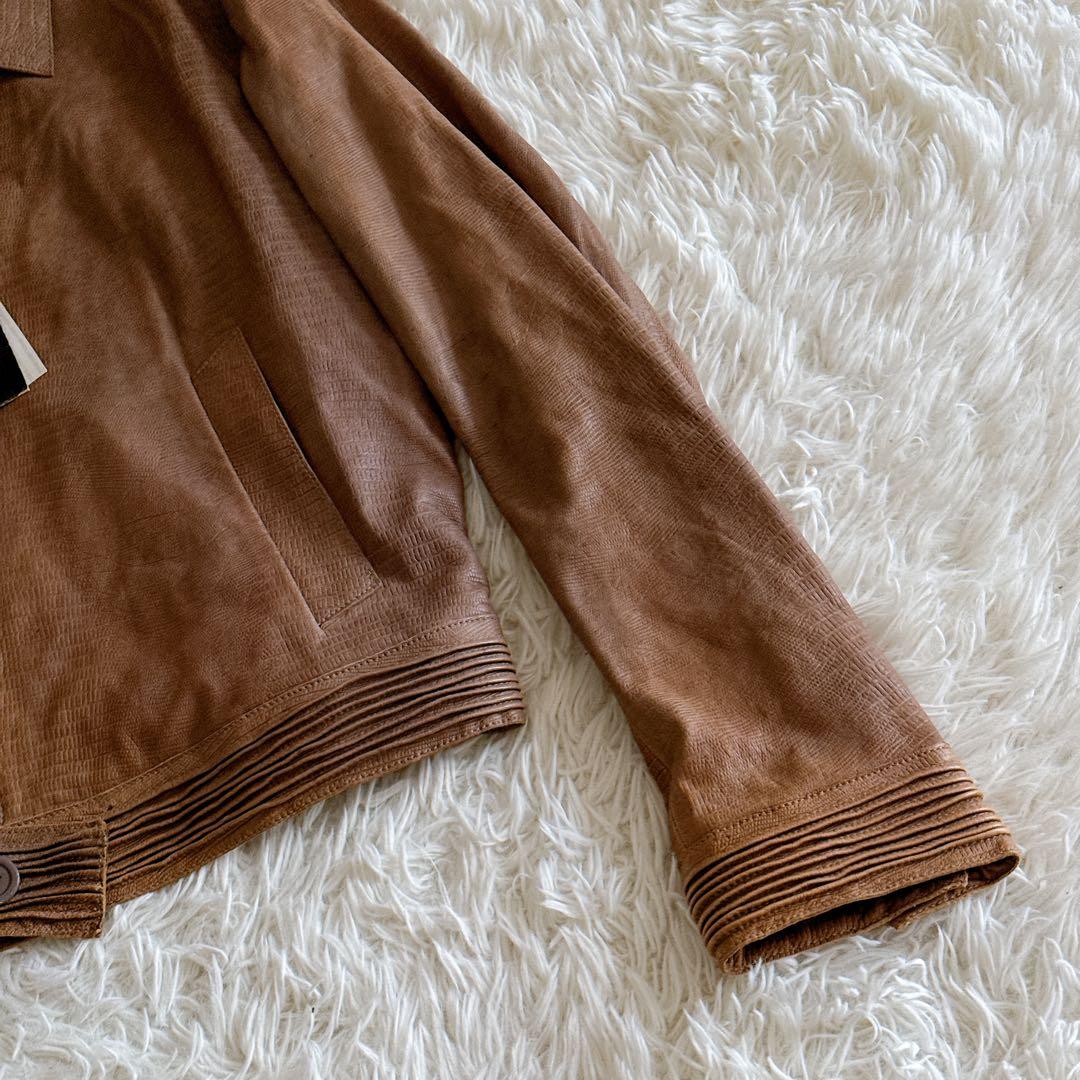 タグ付き保管品✨アルマーニ ヴィンテージ レザージャケット パイソン型押し 52