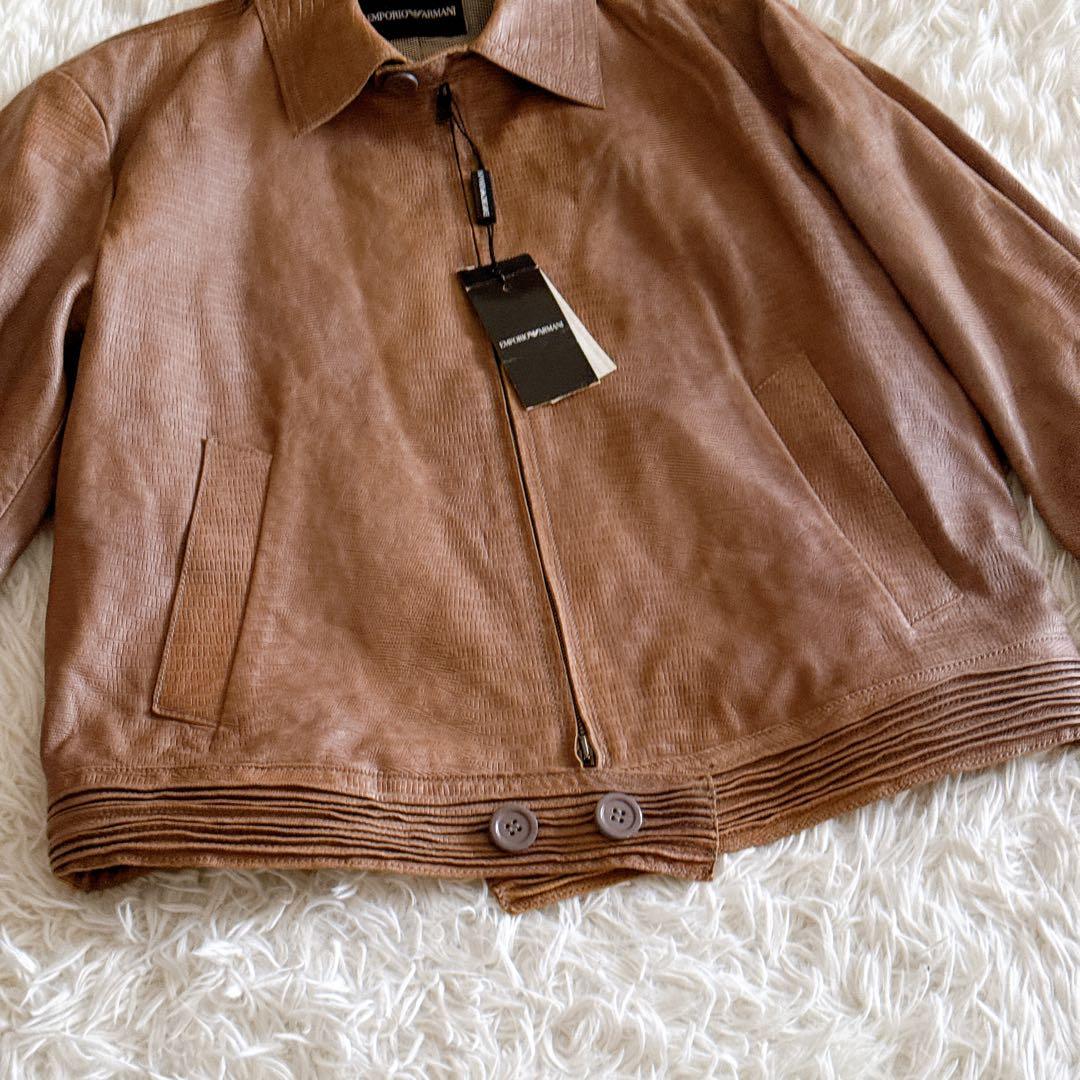 タグ付き保管品✨アルマーニ ヴィンテージ レザージャケット パイソン型押し 52