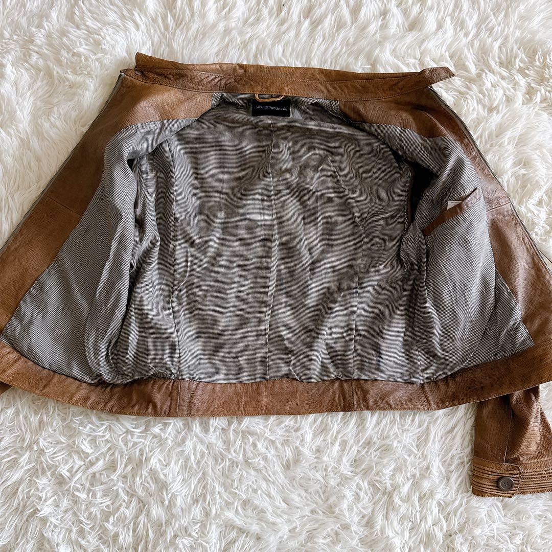 タグ付き保管品✨アルマーニ ヴィンテージ レザージャケット パイソン型押し 52