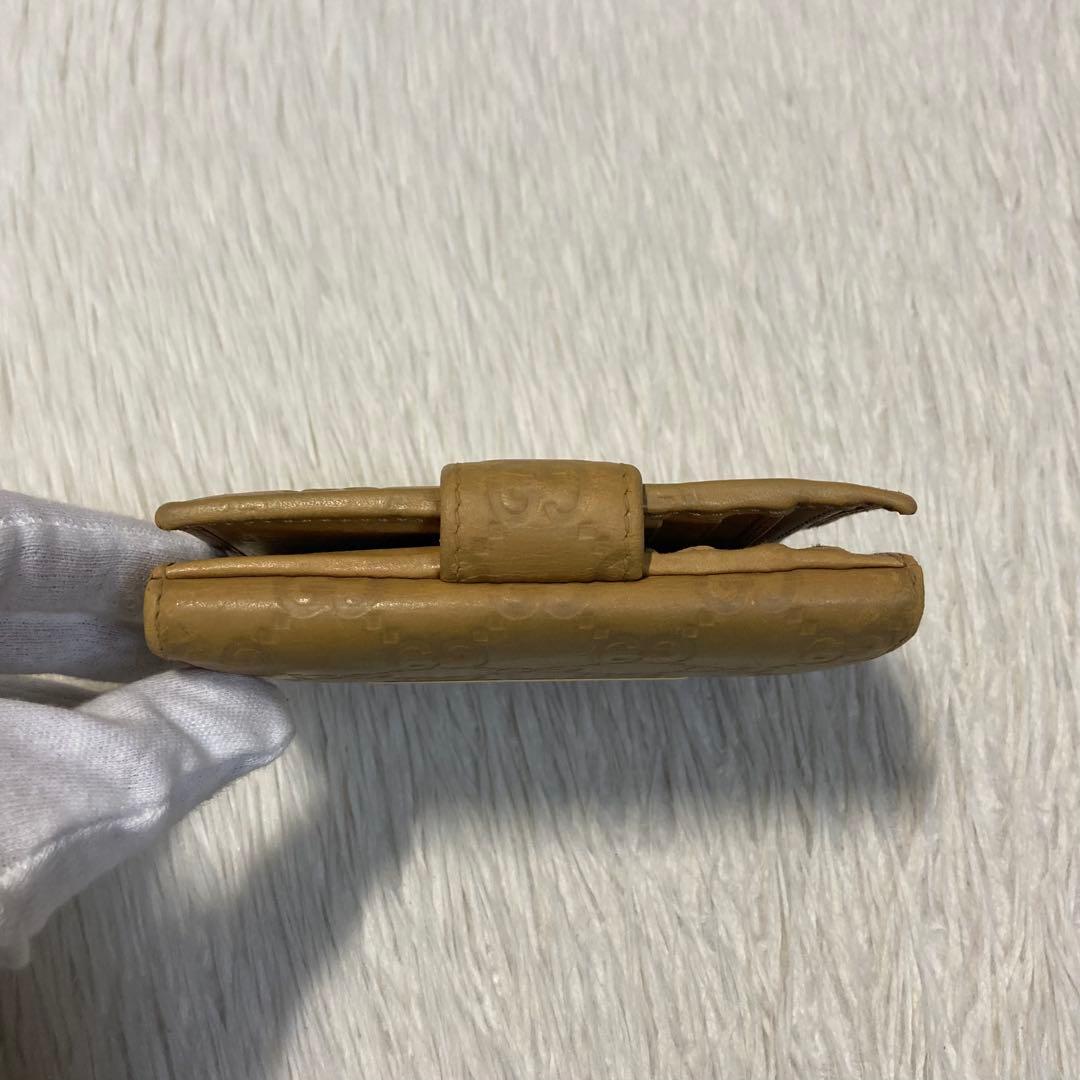 最終値下げ GUCCI グッチ　レザー　二つ折り　財布　金具　ベージュ