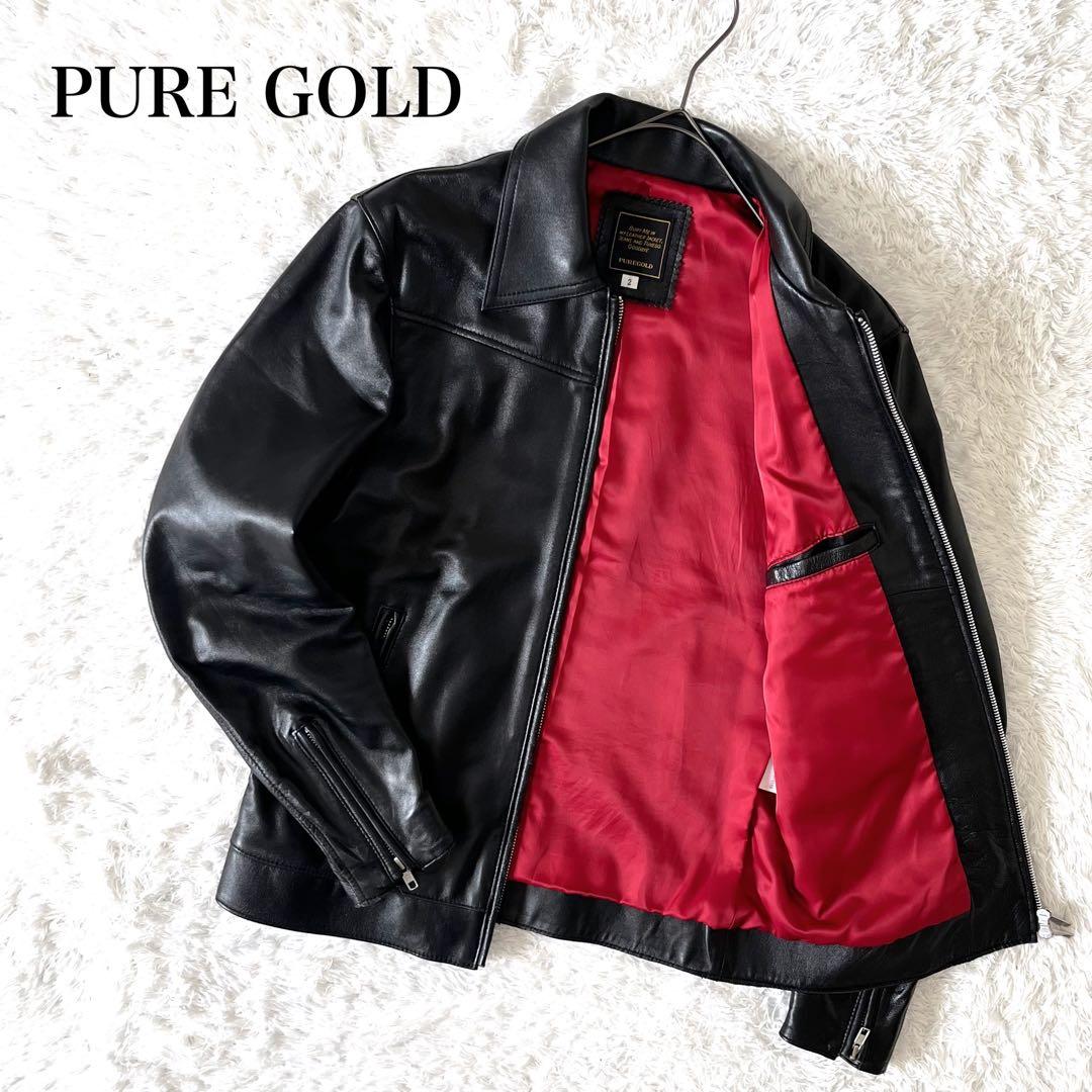 PURE GOLD ピュアゴールド レザージャケット シングル ラムレザー 2
