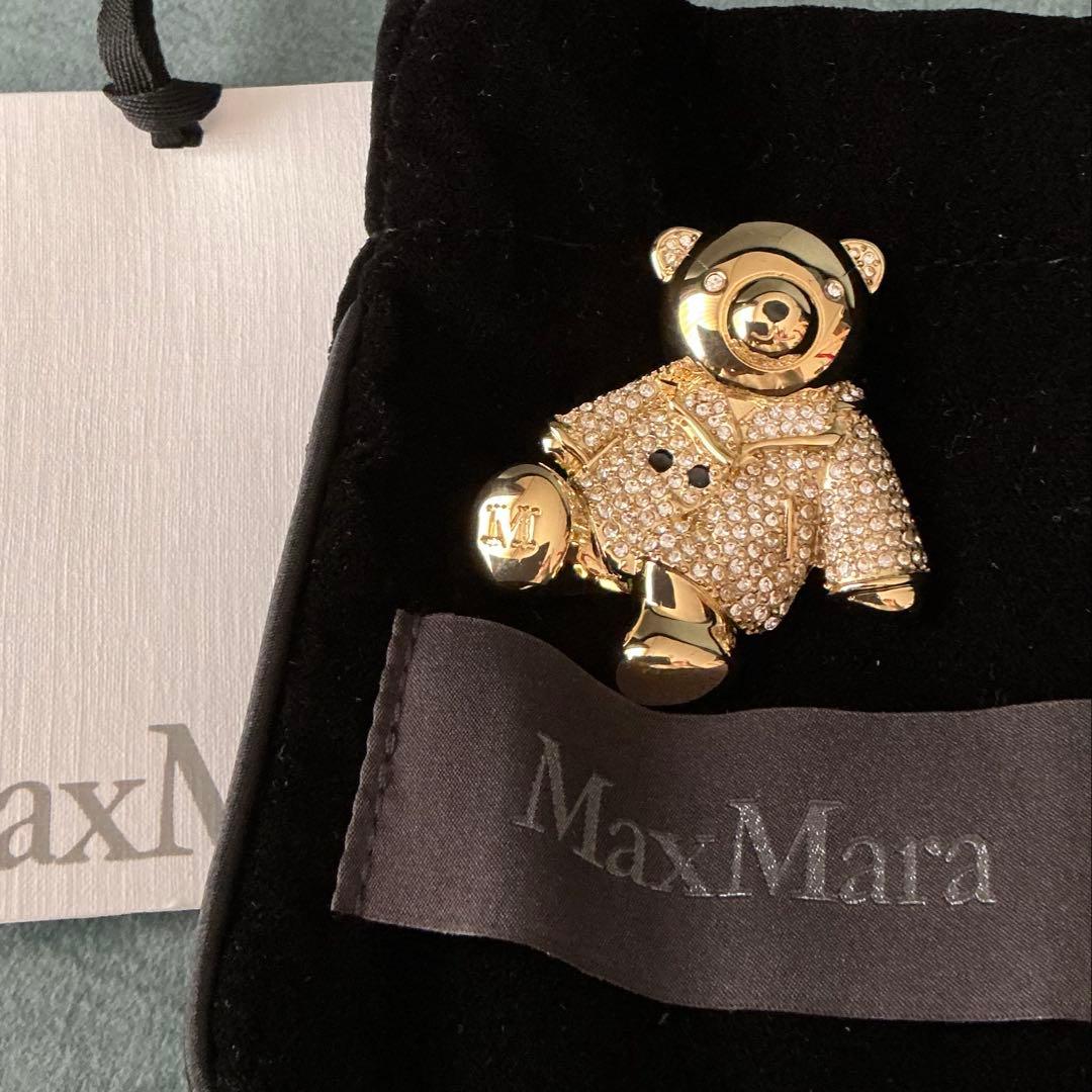新品未使用！Max mara クリスタル テディベア x コート　ブローチ