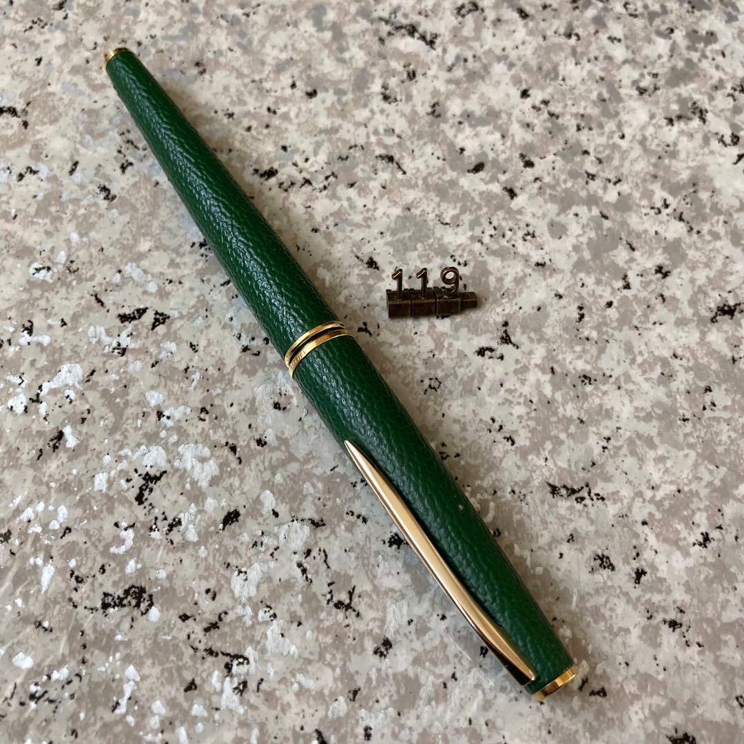 #119 未使用品 万年筆 PILOT パイロット 皮巻き ロング18k