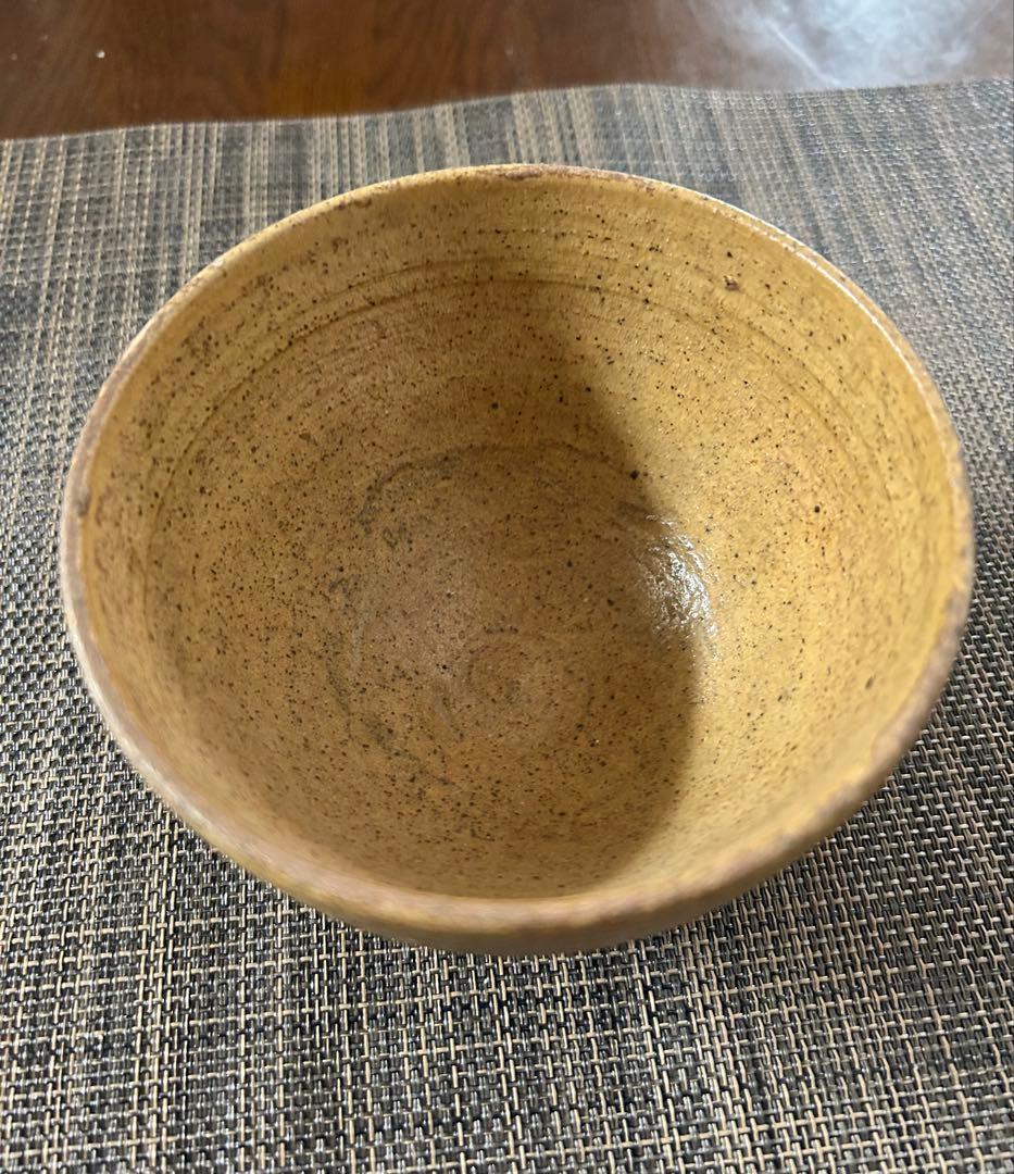 黄瀬戸茶碗　ト（加藤唐九郎？）在銘　茶道具　抹茶茶碗