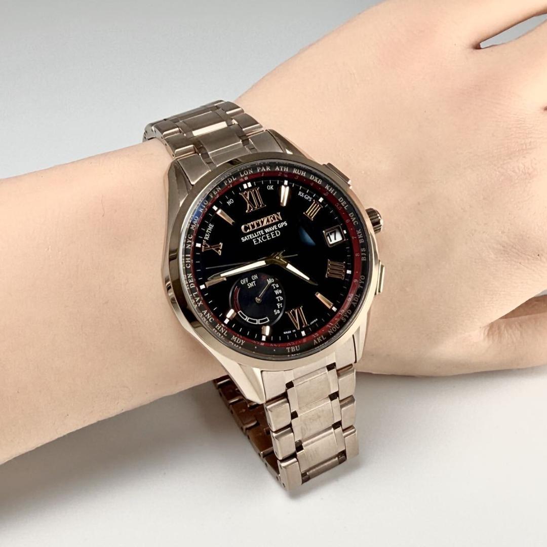 極美品【稼働】シチズン エクシード 腕時計 サテライトウェーブ チタン ラグビー