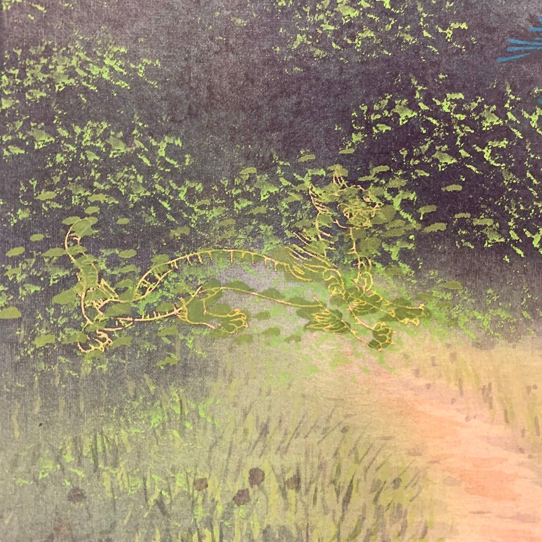 【掛軸】森義兼「四神相応山水図」共箱 太巻 二重箱仕立て