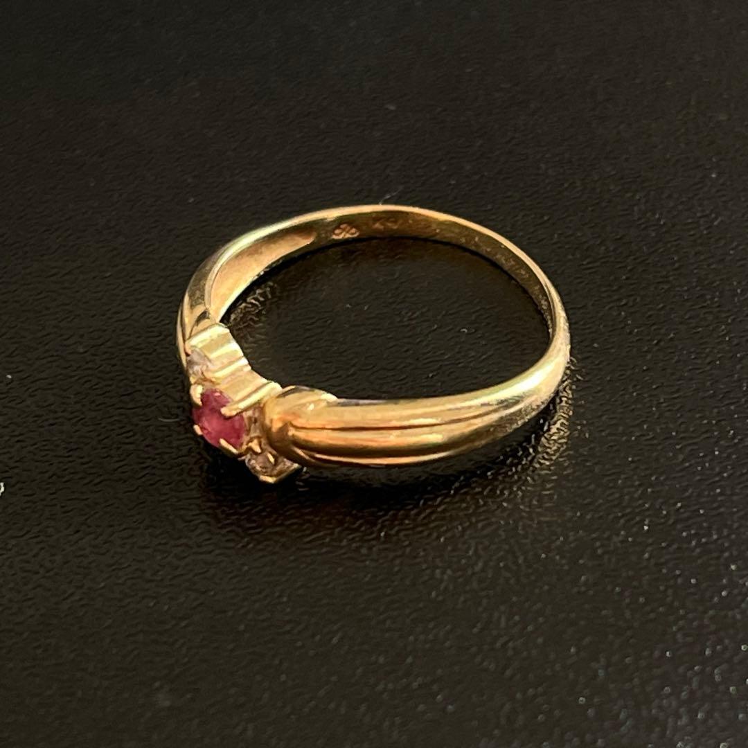 お*ょ様 【K9 リング】ルビー ダイヤモンド ゴールドリング 9金 指輪 刻印