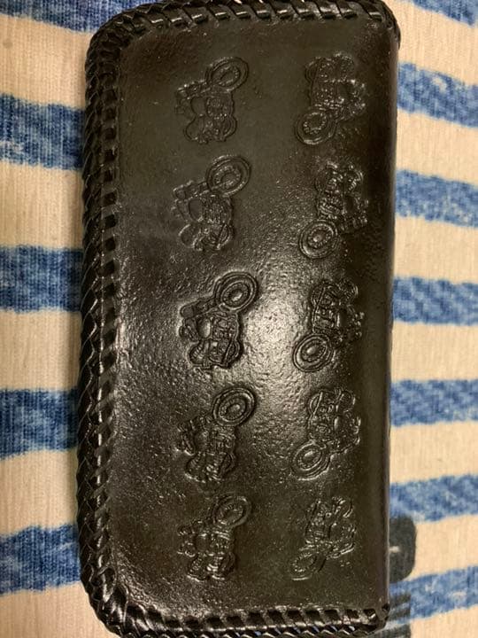 ハンドメイド☆本牛革メガネケース（バイク柄）