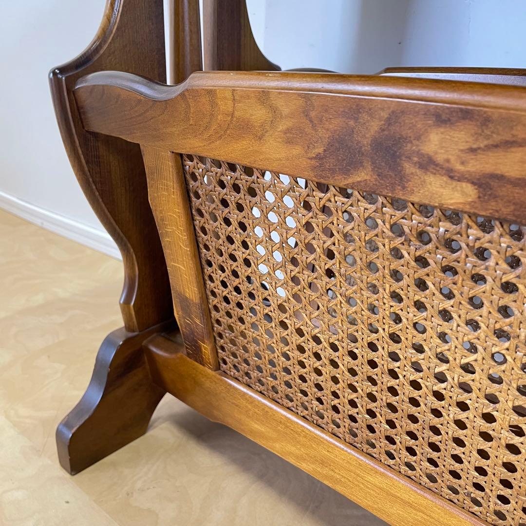 カリモク サイドテーブル マガジンラック 電話台 籐ラタン ビンテージ オールド