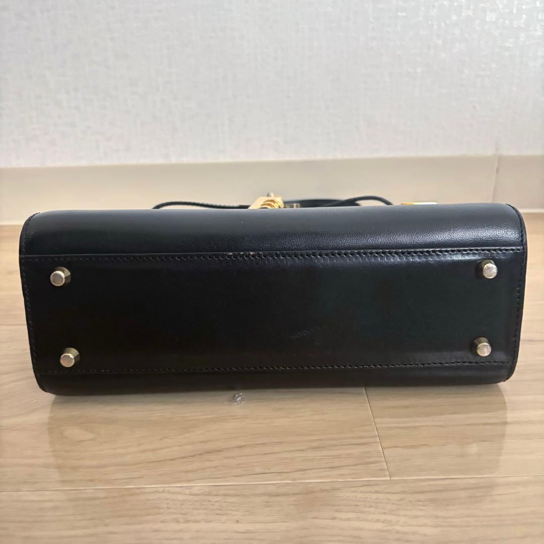 【本物】BALLY トップハンドルバッグ 本革レザー 黒 ターンロック y2k