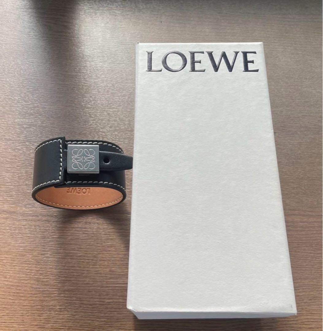 【美品/箱付き】LOEWE ロエベ　レザーブレスレット　アナグラム　ブラック