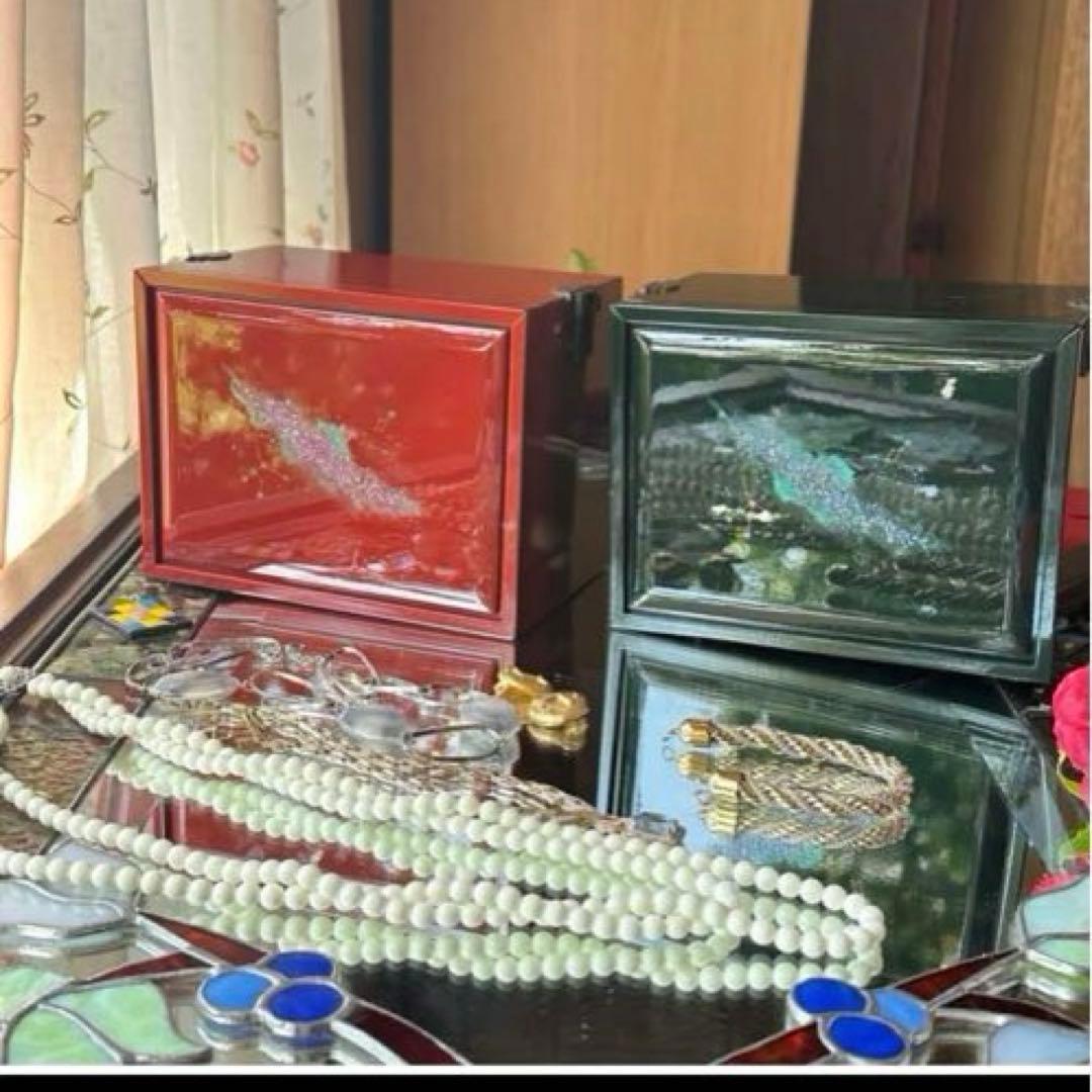 K様へ感謝お嫁入JAPAN輪島螺鈿蒔絵宝石箱「銀河-翠みどり」2点