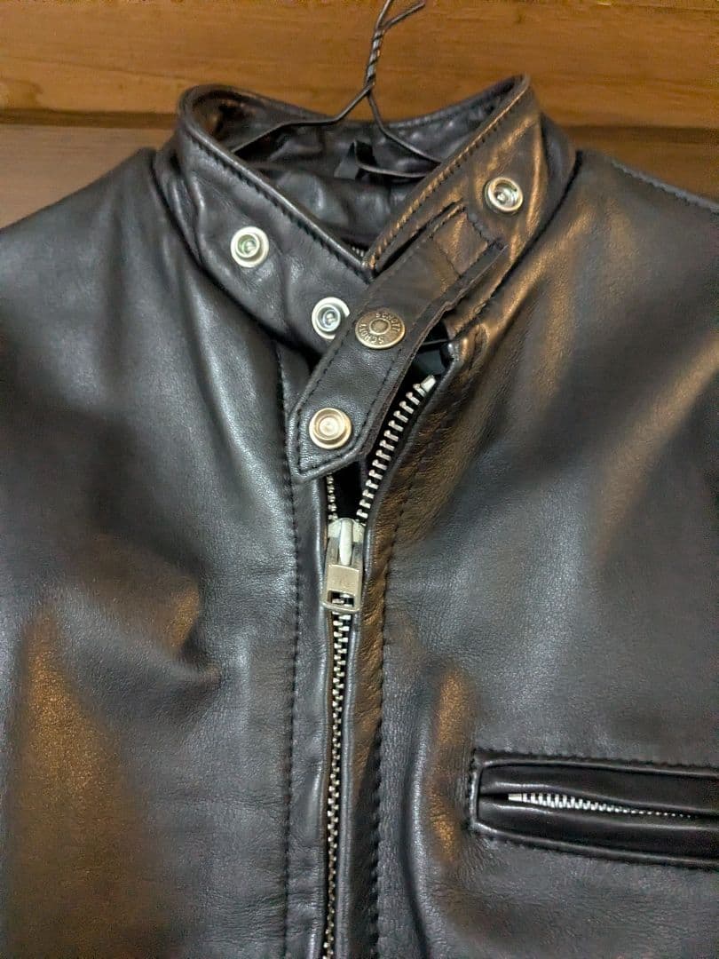 schott☆レザーシングルライダースジャケット ブラック