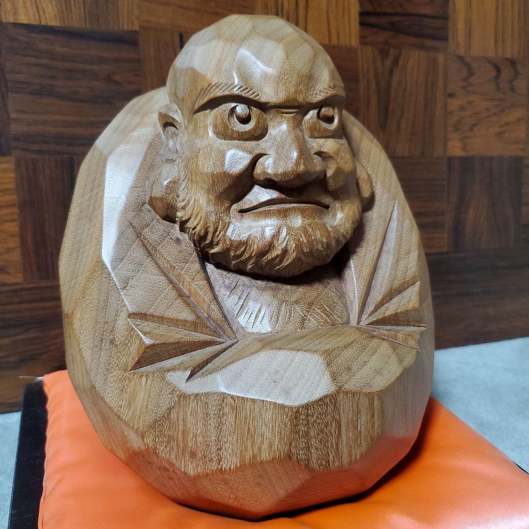【大幅値下げ】讃岐一刀彫宗家 山中象堂 達磨 だるま 置物　木地