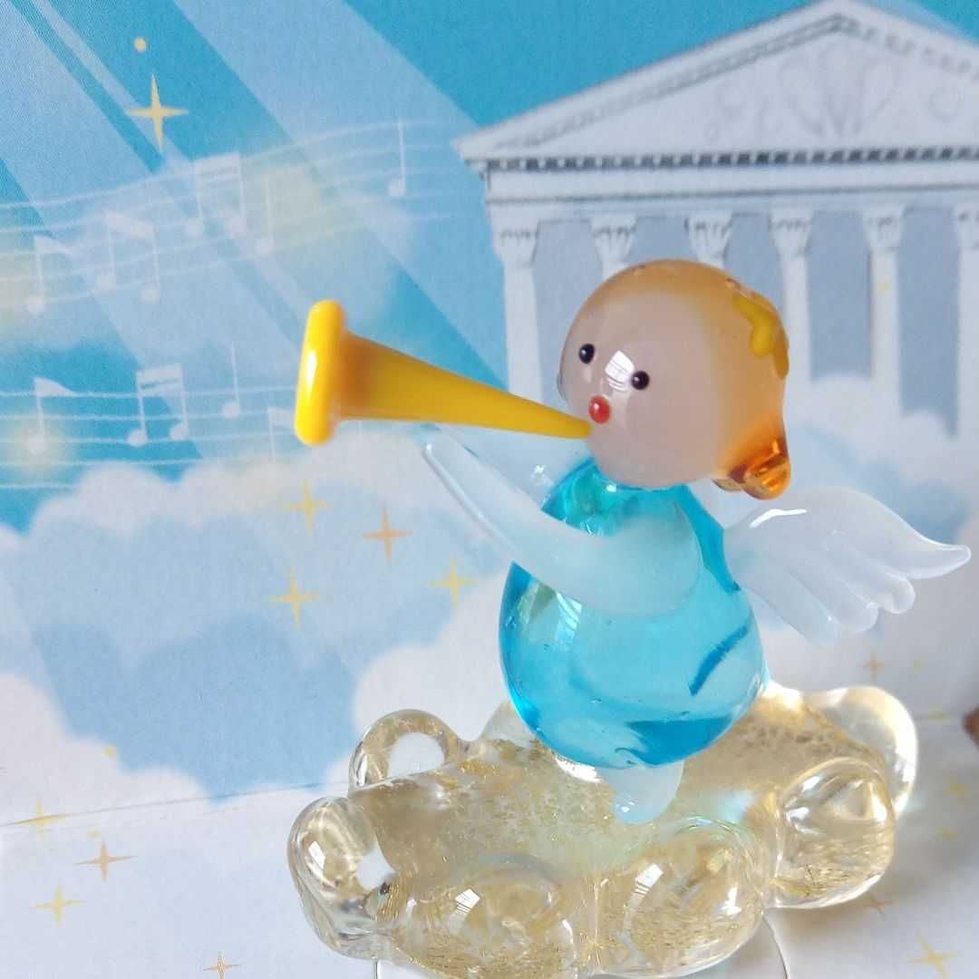 ガラス細工  エンジェル・イルカ音楽隊 セット