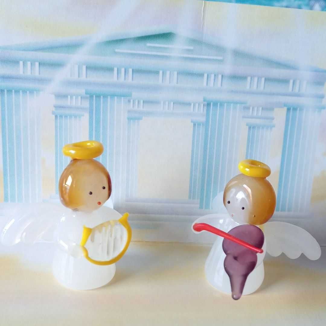 ガラス細工  エンジェル・イルカ音楽隊 セット