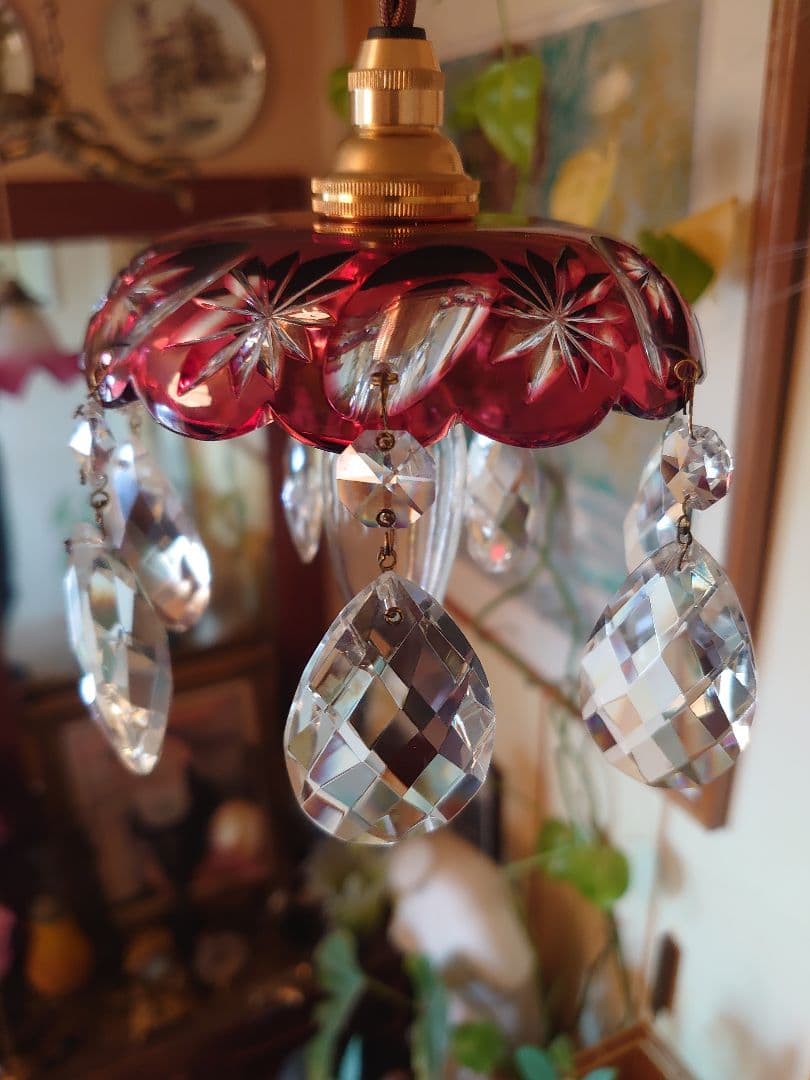 「売約済」BOHEMIA GLASS ボヘミアクリスタル 切子プチシャンデリア