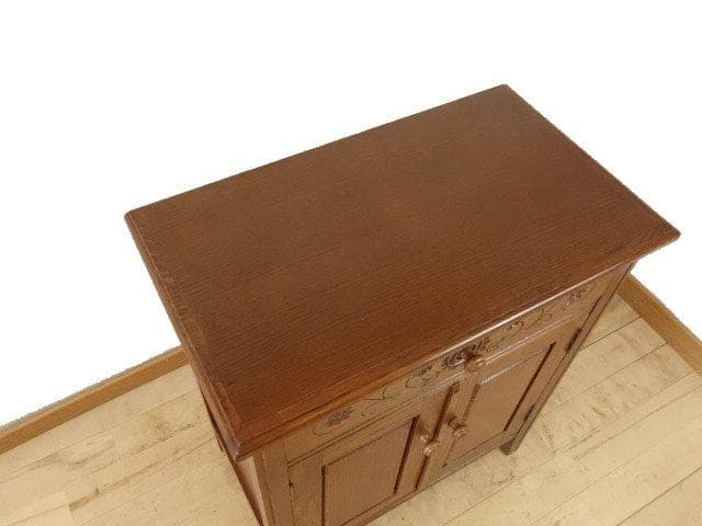 勇峰工芸（新）　雅　花柄キャビネット　ナラ材家具　北海道手作り家具