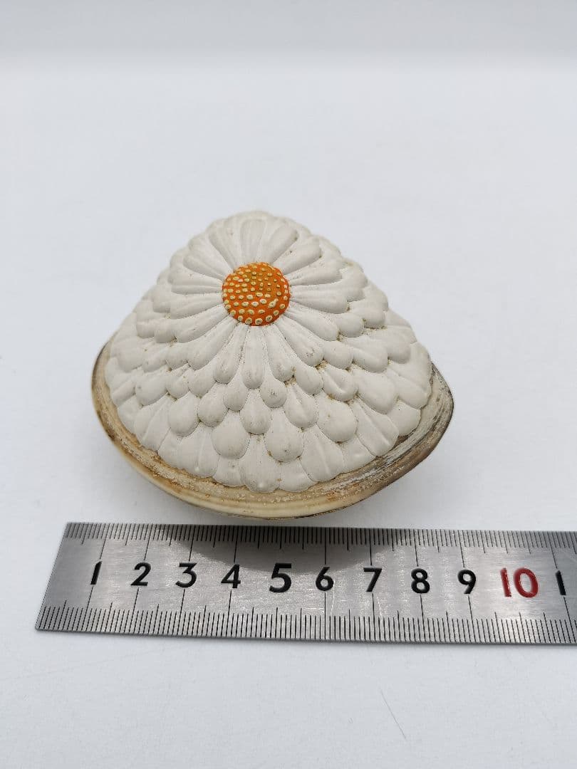 c453 貝香合 置上蛤 有職　島津豊泉 木箱 茶道具 古物