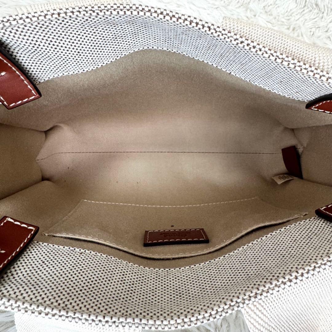 Chloe クロエ ウッディ スモールトートバッグ ハンドバッグ アイボリー