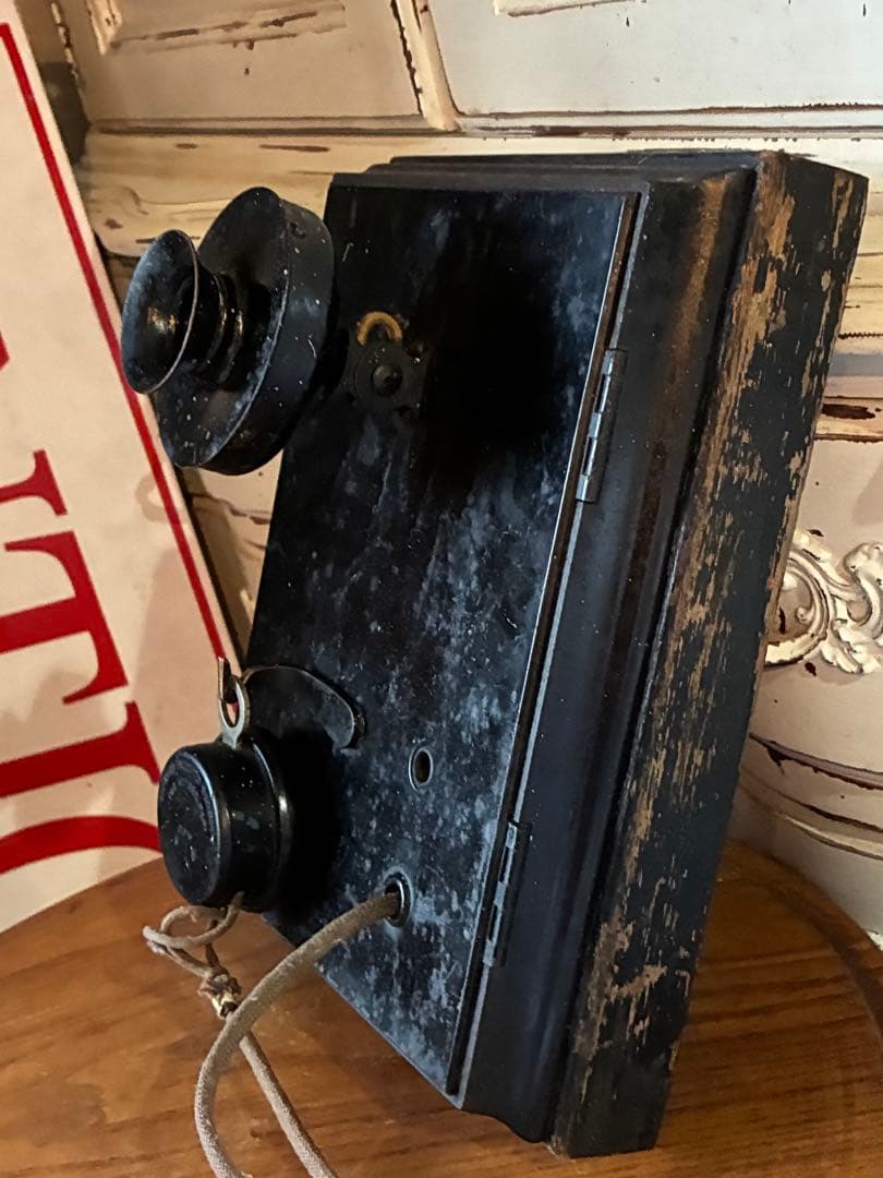 アンティーク　壁掛け式　電話機　室内電話　ベル　木製　呼び鈴　Bell　アメリカ