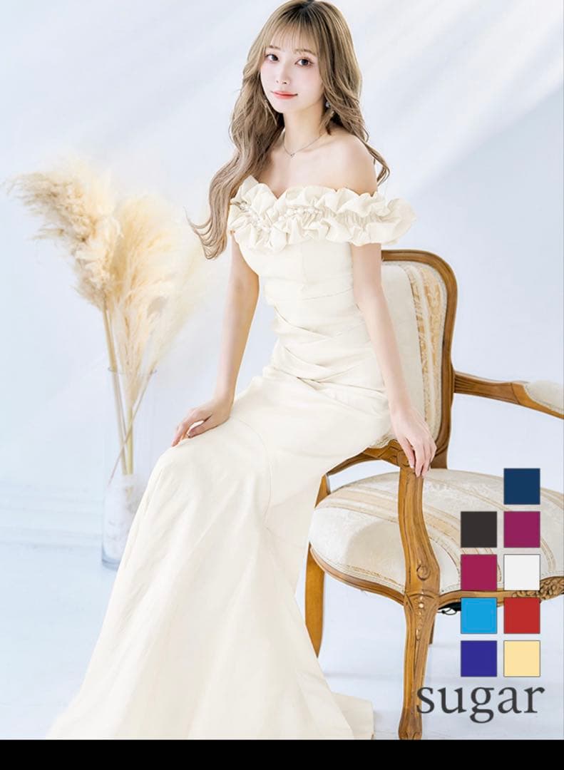 sugar オフショル マーメイド ロングドレス ホワイト ドニアクイーン