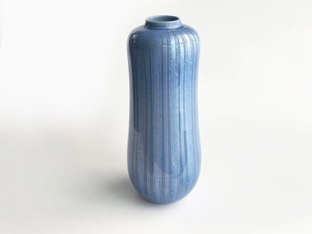 人間国宝　陶芸家　中田一於　釉裏銀彩　花入　九谷焼　共箱　小野珀子