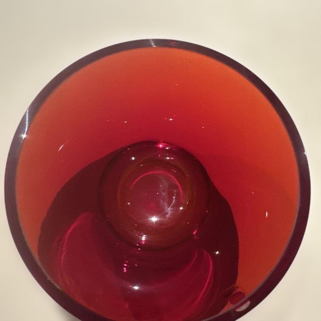  コーン型ガラス置物 赤/オレンジ